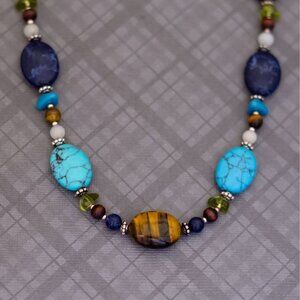 18 inch, Vintage Bohemian Stone Beads Elegant Beaded Necklace - G50